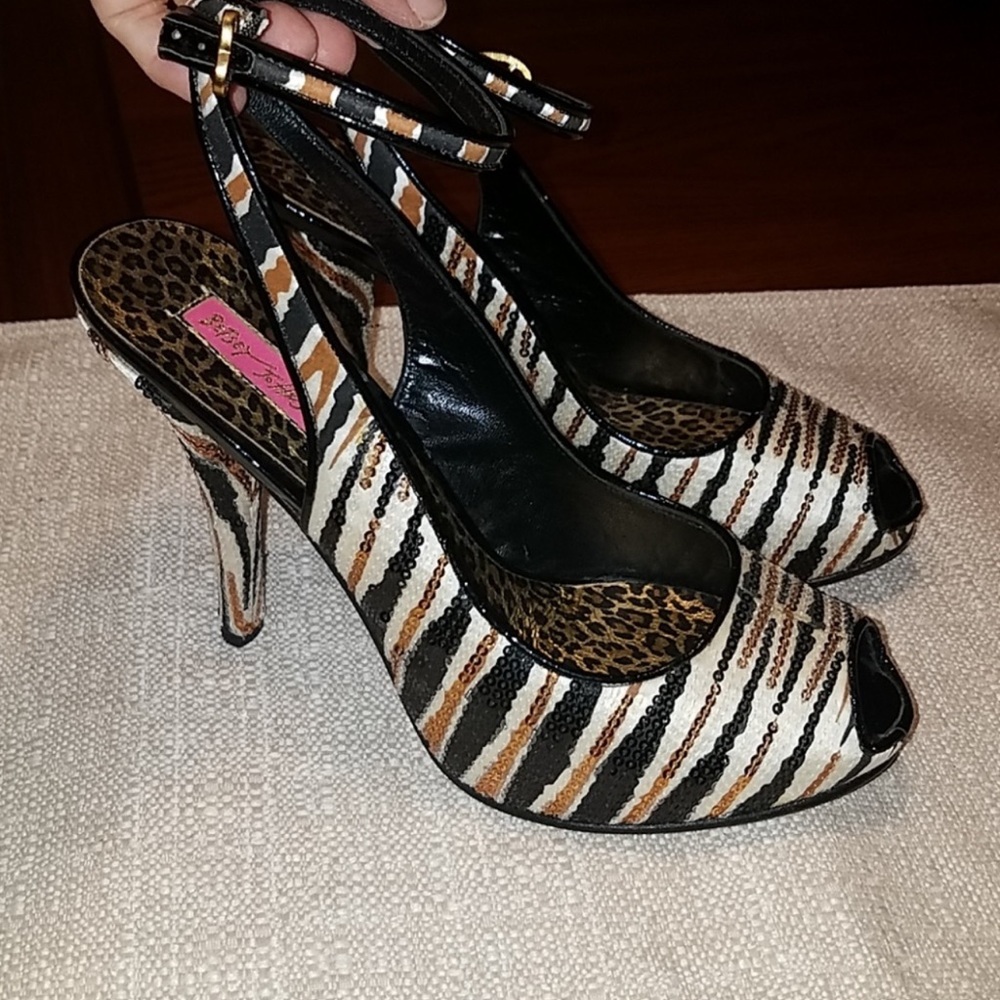 Betsey Johnson Zebra Print Heels